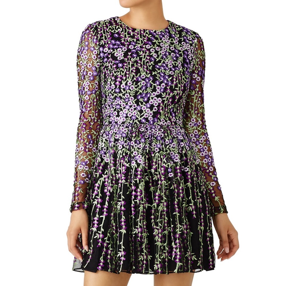 badgley mischka purple floral dress